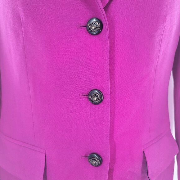 Lauren Ralph Lauren Blazer Jacket Size 0 Pink Black Velvet Collar - Picture 2 of 11